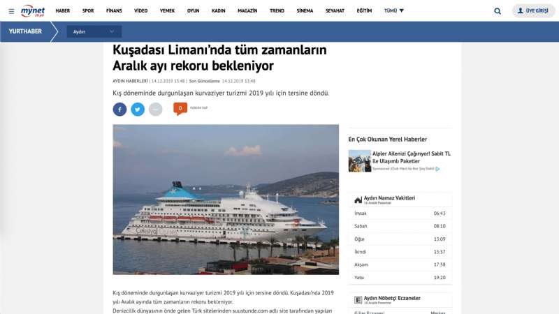 Kuşadası Port expects a record for December