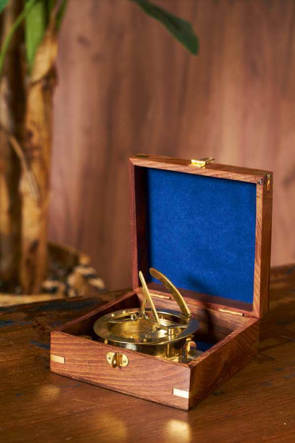 Brass Compass in a Wooden Box 