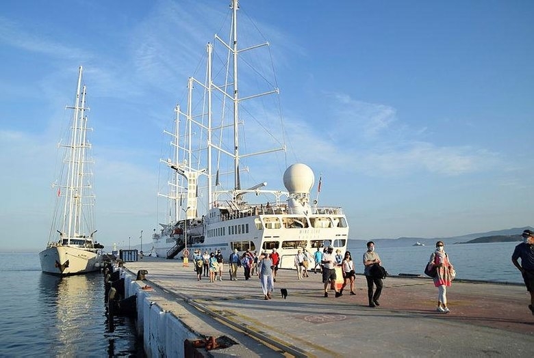 Luxury Sailing Cruise Ships Docked at Kuşadası Port!
