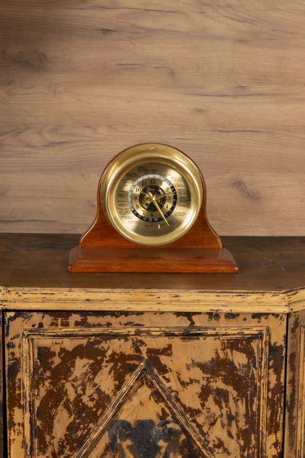 Table Clock Showing Brass World Clocks 