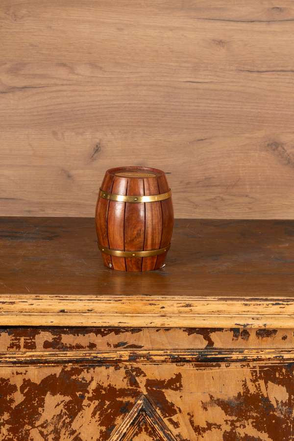 Wooden Barrel Piggy Bank 