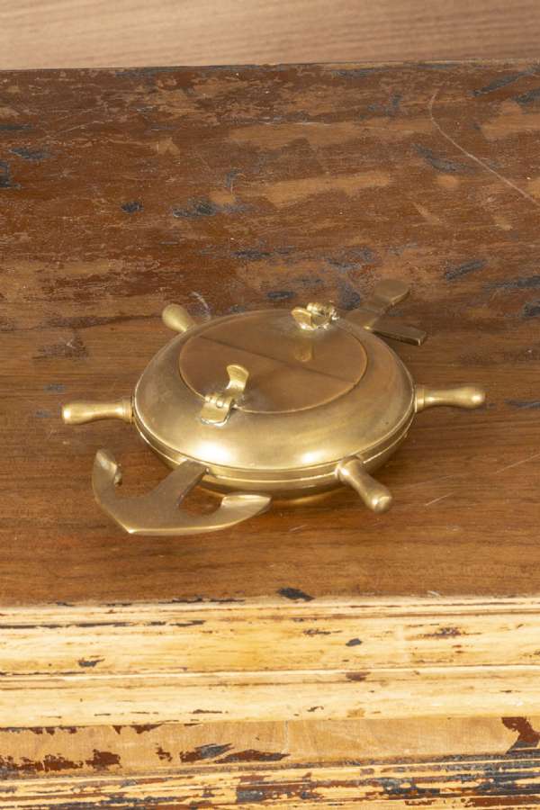 Anchor Figured Brass Ashtray with Cover 