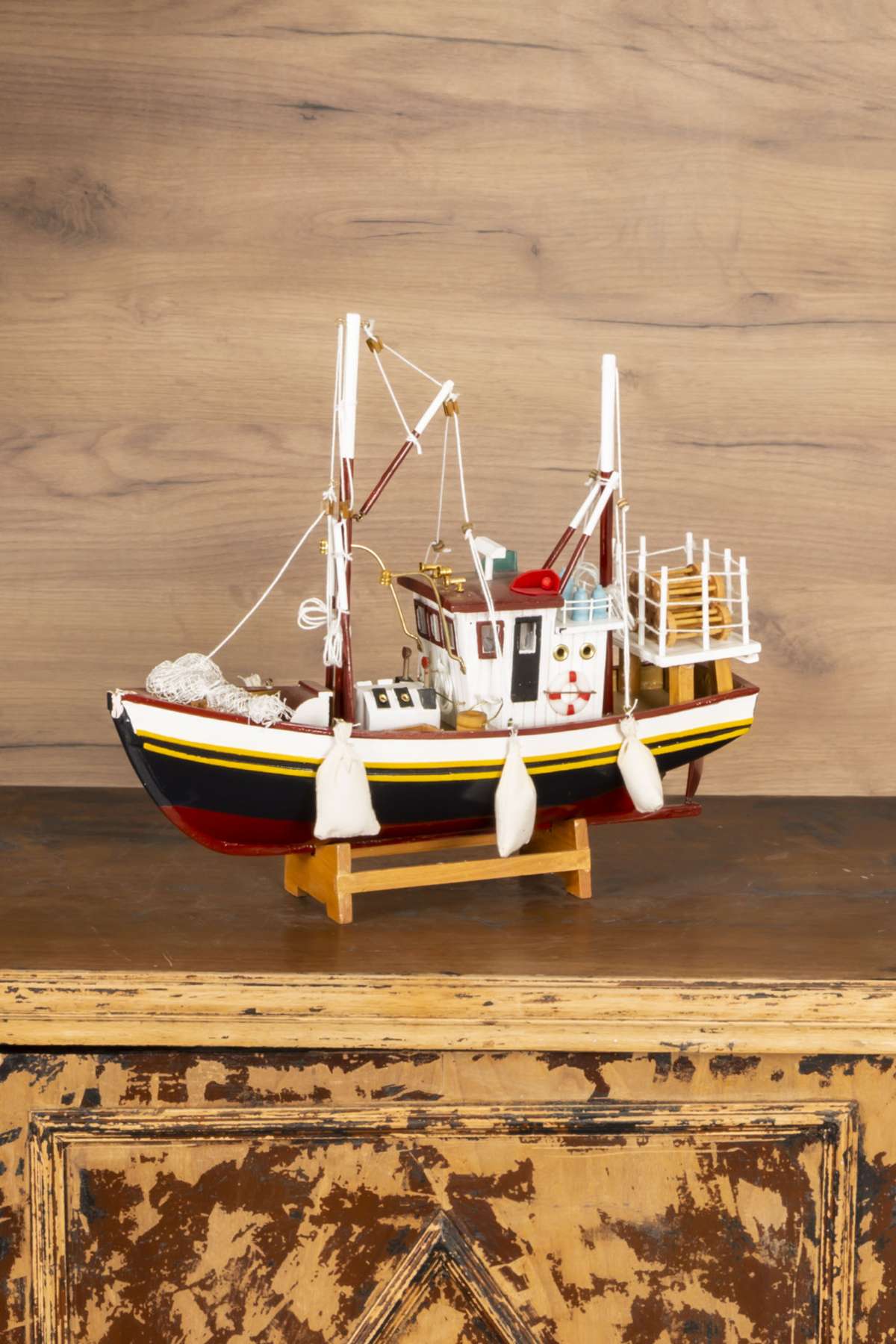 Large Wooden Fishing Boat Model - Maritime Goods